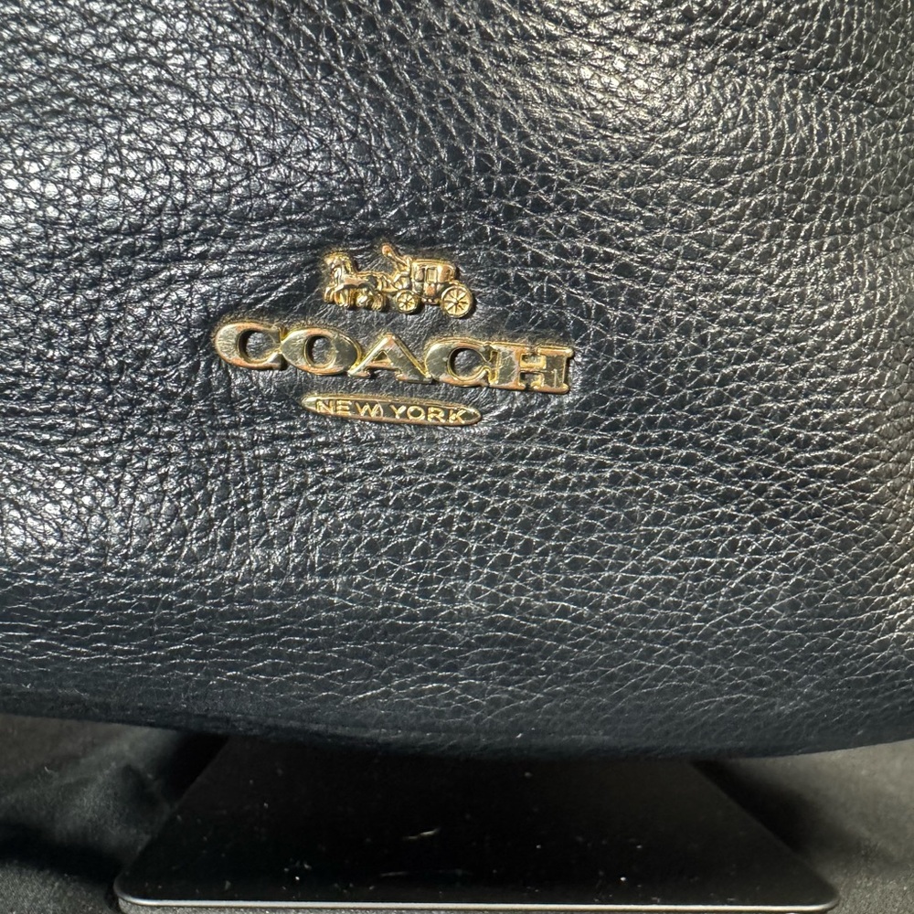 Coach Black Leather Shoulder Bag with Gold Accents - Picture 2 of 12